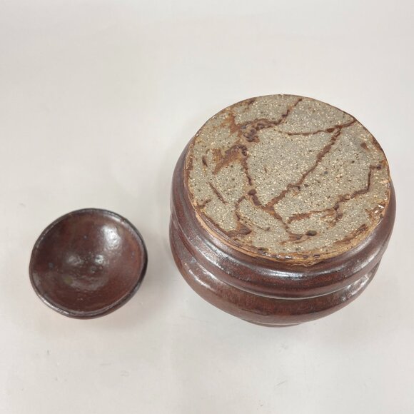 Bee Hive Handcrafted Stoneware Pottery Brown Glazed Honey Jar Pot Lid Folk Art - Picture 13 of 15